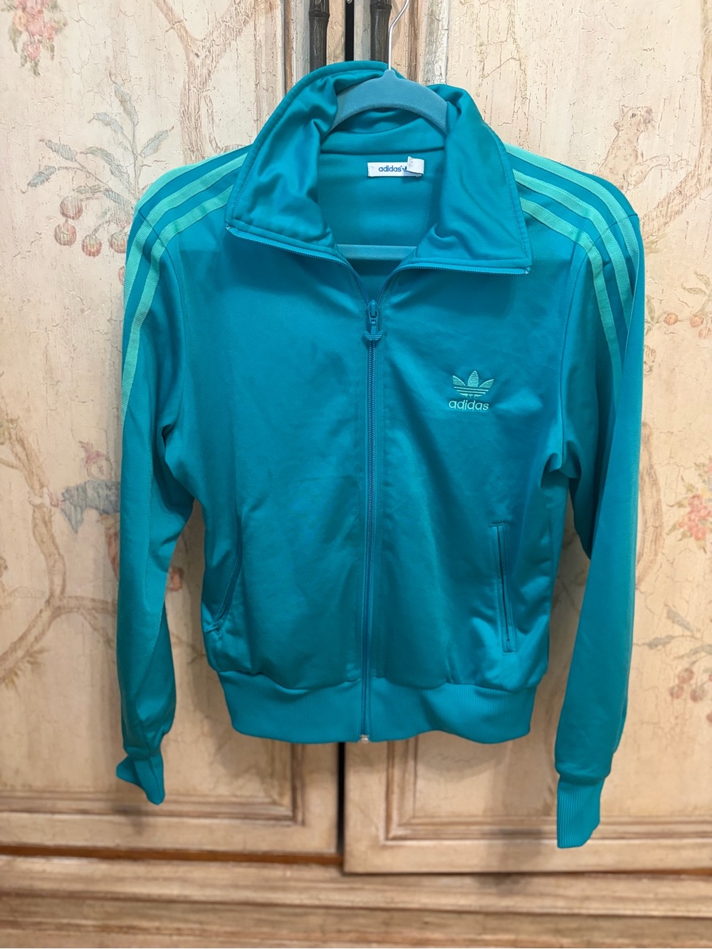 adidas Teal Three-Stripe Track Jacket